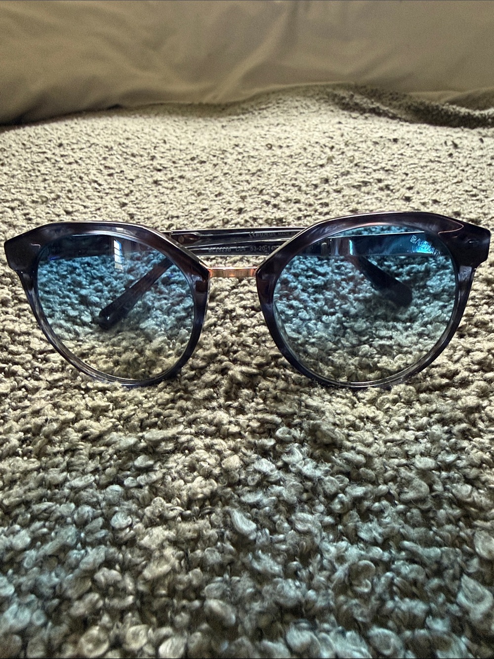 Balmain BL2523B  CO4 Blue Gradient Lensed Round Sunglasses with gold frame